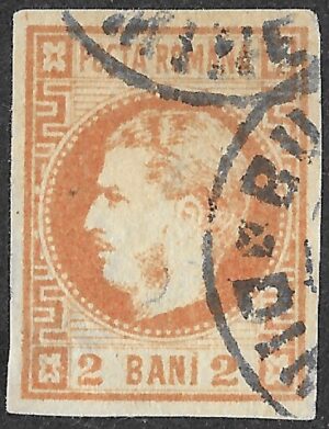 Romania. 1868. Prince Karl I - New Design. 2B. Orange. Mi 17. Cancelled. S78