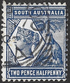 South Australia. 1853. Queen Victoria, “Kangaroo” design. 2.5p. Violet-Blue. SG 236. Cancelled. S39