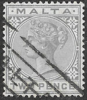 Malta. 1885. Queen Victoria. 2d. Grey. SG 23. Cancelled. S32