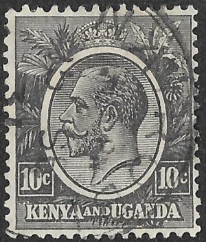 Kenya & Uganda Protectorates. 1927. King George V. 10c. Black. SG 80. Cancelled. S75