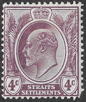 Straits Settlement. 1908. King Edward VII. 4c. Dull Purple. SG 155. MH. S26