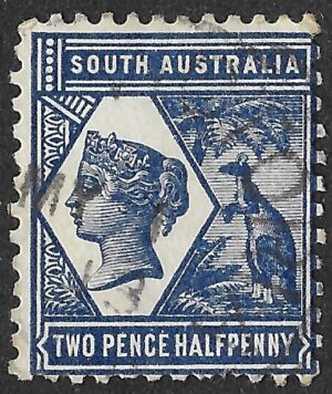 South Australia. 1906. Queen Victoria, “Kangaroo” design. 2.5p. Indigo. SG 239. Cancelled. S40