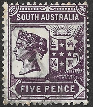 South Australia. 1894. Queen Victoria, “Kangaroo” design. 5p. Brown-Purple. SG 235. Cancelled. S41
