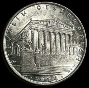 Austria. 1924. 1 Schilling. 7.02g. Silver .800. Unc. C821. RI.16
