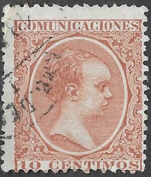 Spain. 1899. King Alfonso XIII. 10 CÉNTIMOS VERMILION. EDIFIL 218 Cancelled. S218