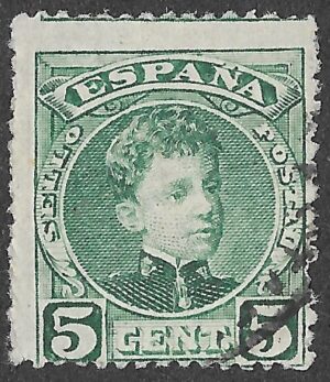 Spain. 1901. King Alfonso XIII. 5 CÉNTIMOS GREEN. EDIFIL 242 Cancelled. S230