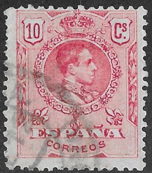 Spain. 1909. King Alfonso XIII. 10 CÉNTIMOS RED. EDIFIL 269 Cancelled. S247