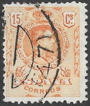 Spain. 1917. 15 CÉNTIMOS ORANGE-YELLOW. EDIFIL 271 (orange shade unverified). Cancelled. S265