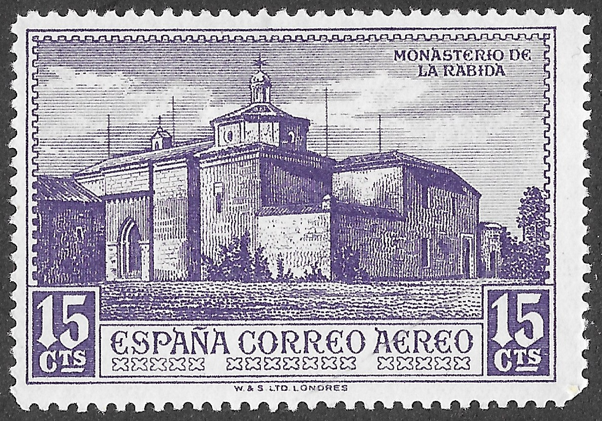 S315 – Spain 1930 – Discovery of America, Airmail – Monastery of La Rábida – 15 Céntimos – Edifil 550 – MH