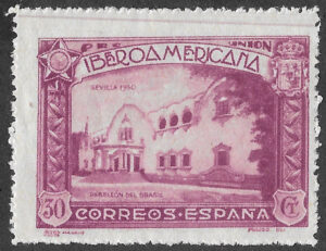 S333 – Spain 1930 – Pro Unión Iberoamericana – Brazilian Pavilion, Seville – 30 céntimos – Edifil 574 – MNH