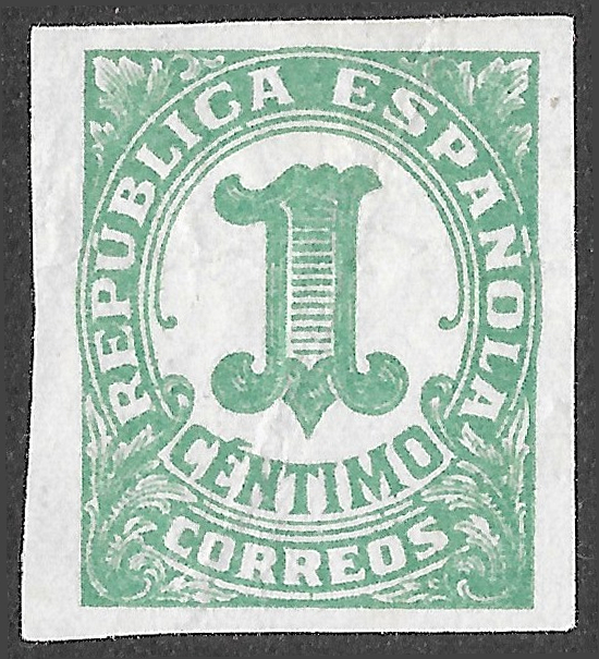 S394 – Spain 1933 – Cifras para impresos – 1 céntimo – Edifil 677 – MNG