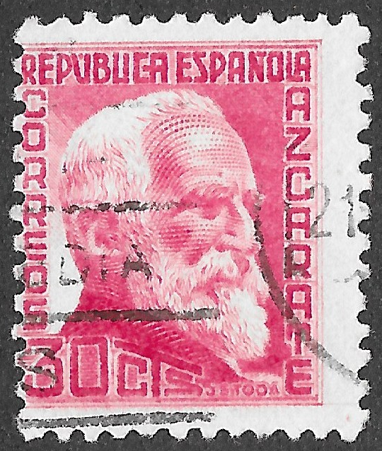 S406 – Spain 1936 – Gregorio Fernández – 30 céntimos – Edifil 734 – Cancelled