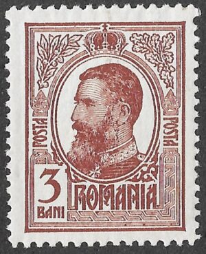 Romania. 1909-1914. King Karl I Definitives. 3 B. Red-Brown. Perf 13.5. Mi 221. MNH. S133