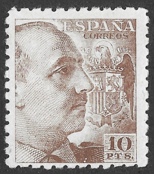 S450 – Spain 1940 – General Franco – 10 Pesetas Brown – Edifil 934 – MH