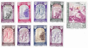 S456 – Spain 1940 – Virgen del Pilar – Airmail Incomplete Set of 9 – Edifil 904–912 – MH