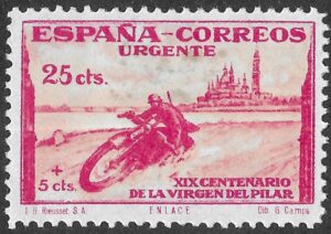 S457 – Spain 1940 – XIX Centenary Virgen del Pilar – 25c + 5c Urgente – Edifil 903 – MH