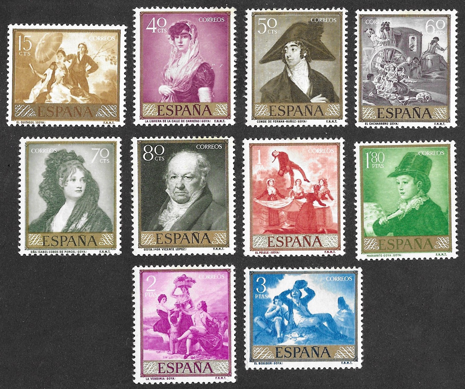 S476 – Spain 1958 Goya Complete Set Edifil 1210–1219 MNH