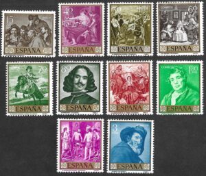 S480 – Spain 1959 Velázquez Complete Set Edifil 1238–1247 Mixed MNH/MH