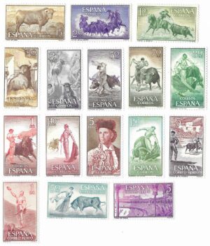 S481 – Spain 1960 Tauromaquia Complete MNH Set Edifil 1254–1269