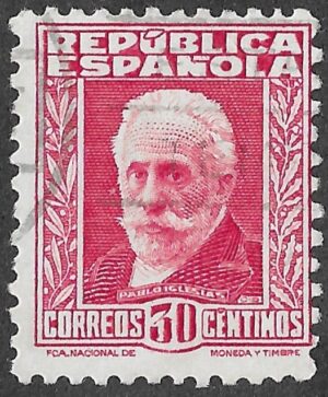 S383 – Spain 1932 – Pablo Iglesias Posse – 30 céntimos Carmine – Edifil 669 – Used
