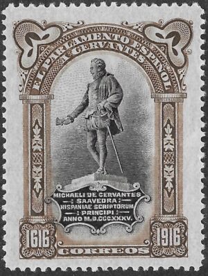 Spain. 1916. Monument to Cervantes. NO FACE VALUE BROWN AND BLACK. EDIFIL FR17. MNH. S260