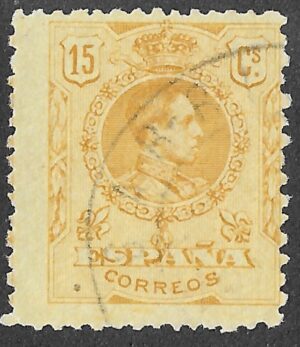 Spain. 1917. 15 CÉNTIMOS GOLDEN YELLOW. EDIFIL 271. Cancelled. S266