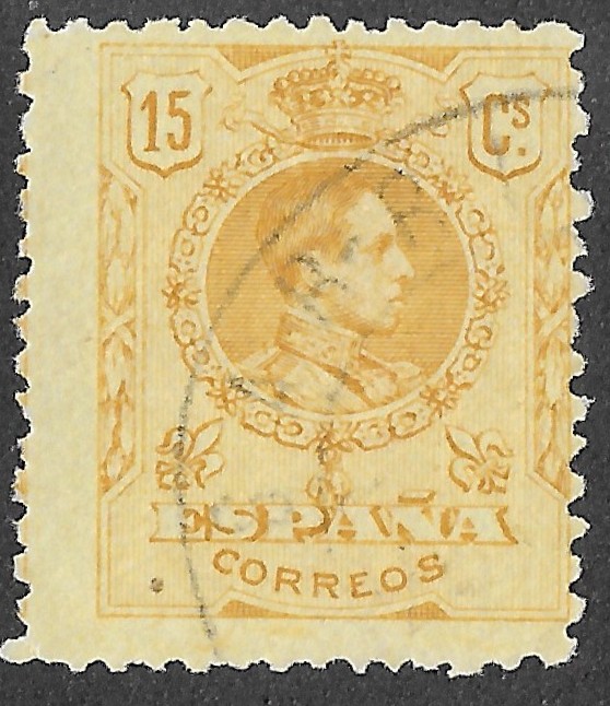 Spain. 1917. 15 CÉNTIMOS GOLDEN YELLOW. EDIFIL 271. Cancelled. S266