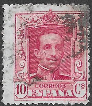 Spain. 1922. Alfonso XIII. Tipo Vaquer. 10 CÉNTIMOS CARMINE. EDIFIL 313. Cancelled. S274