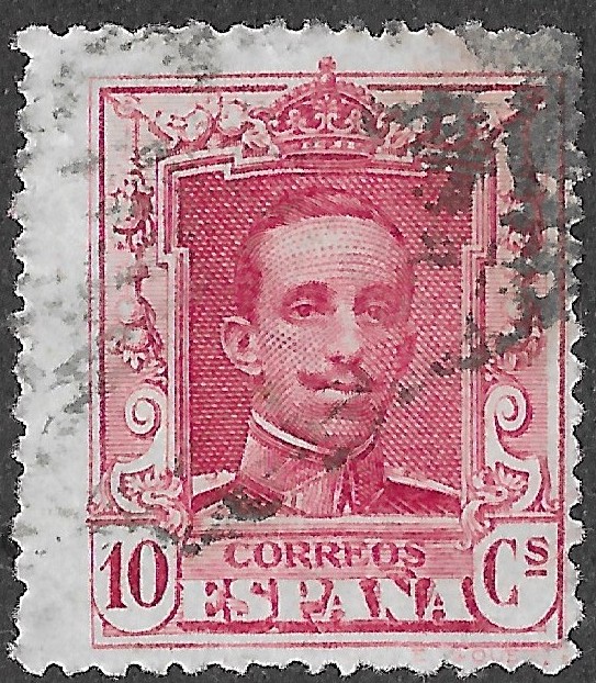 Spain. 1922. Alfonso XIII. Tipo Vaquer. 10 CÉNTIMOS CARMINE. EDIFIL 313. Cancelled. S274