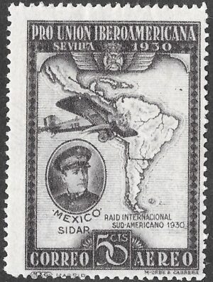 S340 – Spain 1930 – Pablo Sidar — South American aviation raid – 5 céntimos – Edifil 587 – MH
