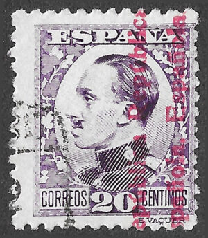 S359 – Spain 1931 – Alfonso XIII República Española Overprint – 20 Céntimos Violet – Edifil 597 – Used