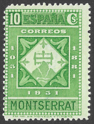 S371 – Spain 1931 – IX Centenary of Montserrat – 10 céntimos – Edifil 639 – MNH