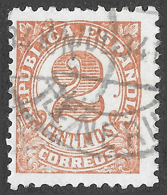 S395 – Spain 1933 – Cifras para impresos – 2 céntimos – Edifil 678 – Cancelled