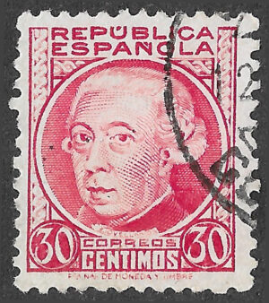 S407 – Spain 1937 – Gaspar Melchor de Jovellanos – 30 céntimos – Edifil 735 – Cancelled