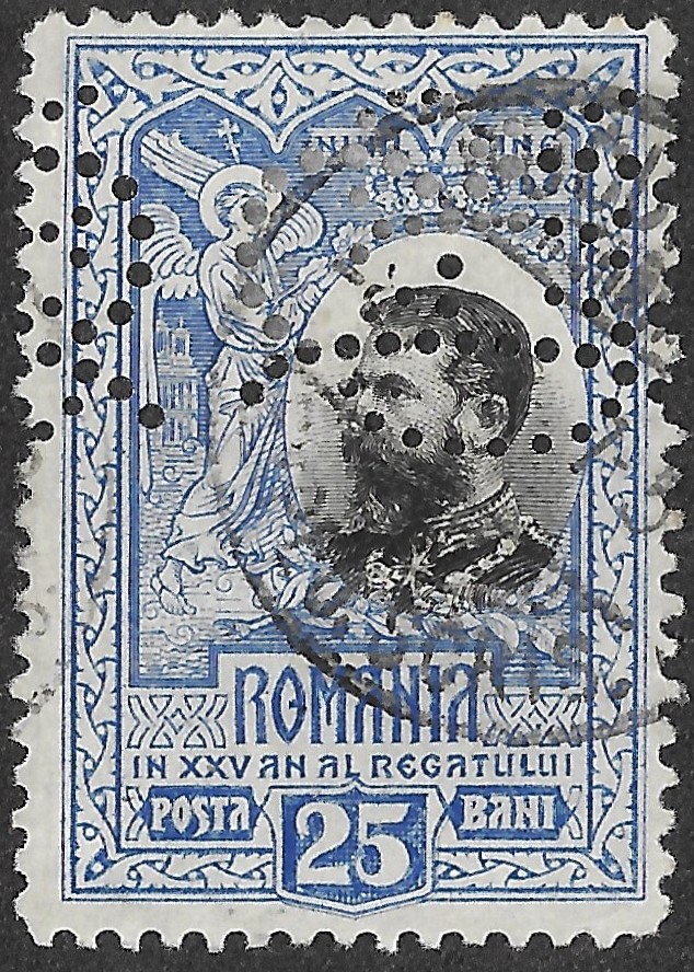 Romania. 1906. The 25th Anniversary of the Kingdom of Romania. 25 B. Blue-Black. Perf 12. Mi 182. Cancelled. S123