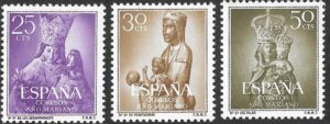 S472 – Spain 1954 Marian Year Three MNH Stamps Edifil 1134-1136
