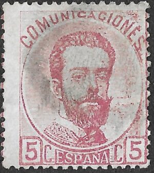Spain. 1872. King Amadeo I. 5 CÉNTIMOS ROSE. EDIFIL 118. Cancelled. S177