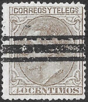 Spain. 1879. King Alonso XII. 40 CÉNTIMOS BROWN · BARRADO. EDIFIL 205. Cancelled. S205