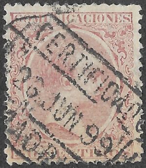 Spain. 1889. King Alfonso XIII. 50 CÉNTIMOS CARMINE-ROSE. EDIFIL 224 Cancelled. S220