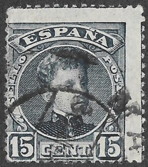 Spain. 1901. King Alfonso XIII. 15 CÉNTIMOS BLACKISH BLUE. EDIFIL 244 Cancelled. S232