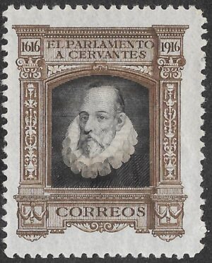 Spain. 1916. Portrait of Cervantes. NO FACE VALUE BROWN AND BLACK. EDIFIL FR18. MH. S261