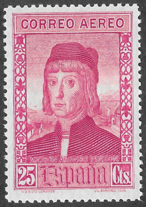 S317 – Spain 1930 – Discovery of America, Airmail – Martín Alonso Pinzón – 25 Céntimos – Edifil 552 – MNH