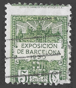 S354 – Spain 1930 – Exposición de Barcelona, Serie 4ª – 5 céntimos – Barcelona local issue, Serie 4ª – Used