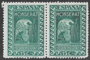 S372 – Spain 1931 – IX Centenary of Montserrat – 15 céntimos each – Edifil 640 × 2 – MNH Horizontal Pair