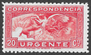 S396 – Spain 1933 – Correspondencia Urgente — Ángel y Caballos – 20 céntimos – Edifil 679 – MH