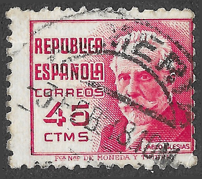 S414 – Spain 1937 – Pablo Iglesias – 45 céntimos – Edifil 737 – Cancelled