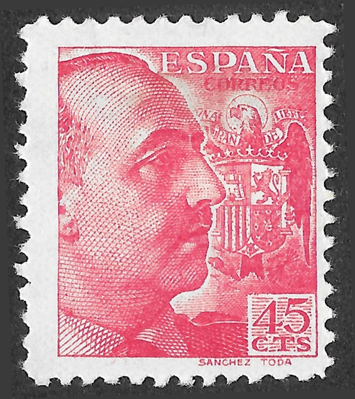 S439 – Spain 1939 – General Franco – 45 Céntimos Red – Edifil 871 – MH