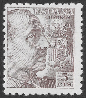 S445 – Spain 1940 – General Franco – 5 Céntimos Brown-Lilac – Edifil 919 – MH