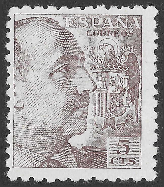 S445 – Spain 1940 – General Franco – 5 Céntimos Brown-Lilac – Edifil 919 – MH