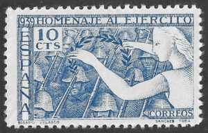 S452 – Spain 1939 – Homenaje al Ejército – 10 Céntimos Blue – Edifil 887 – MNH